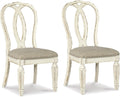 Signature Design by Ashley Realyn French Country Ribbon Back Dining Chair, 2 Count, Chipped White