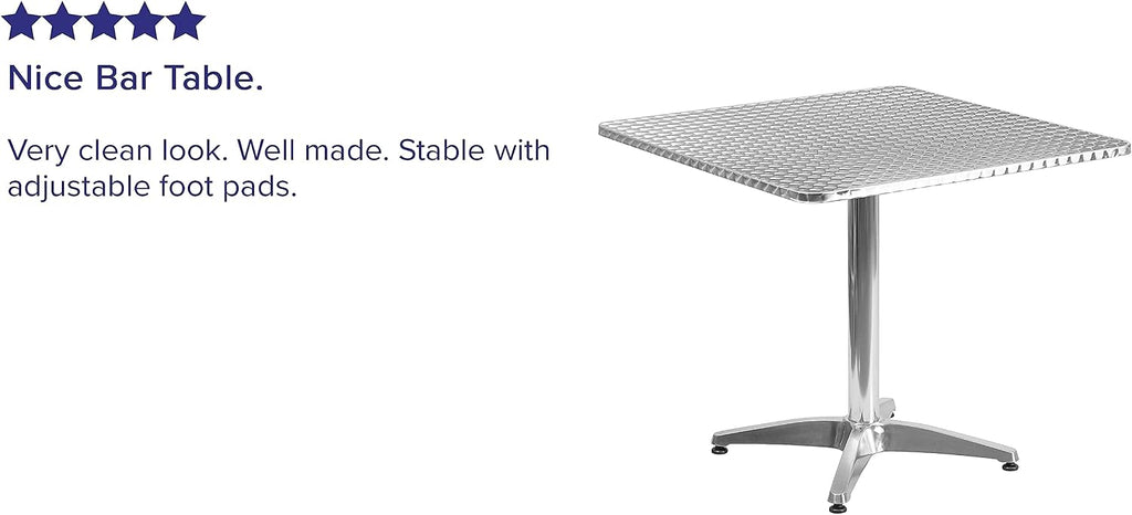 Flash Furniture Mellie Commercial Grade 31.5' Square Aluminum Indoor-Outdoor Table with Base