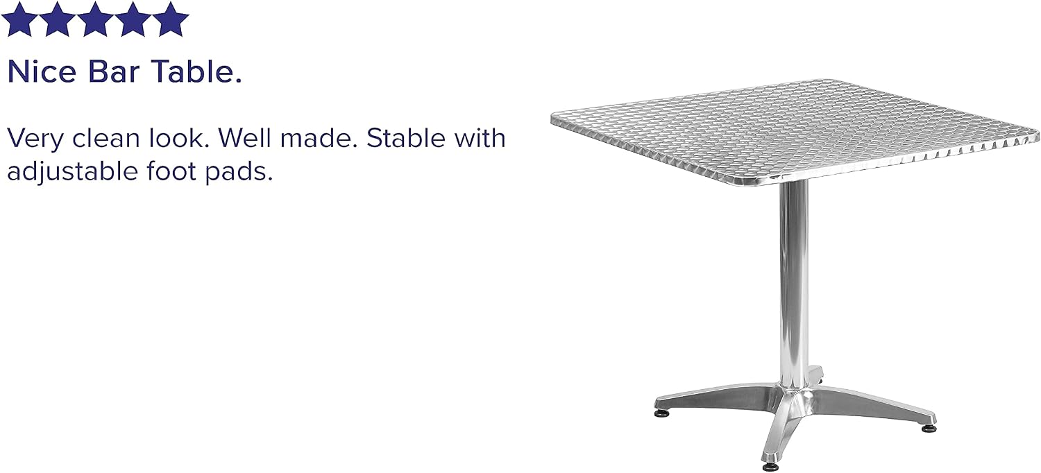 Flash Furniture Mellie Commercial Grade 31.5' Square Aluminum Indoor-Outdoor Table with Base