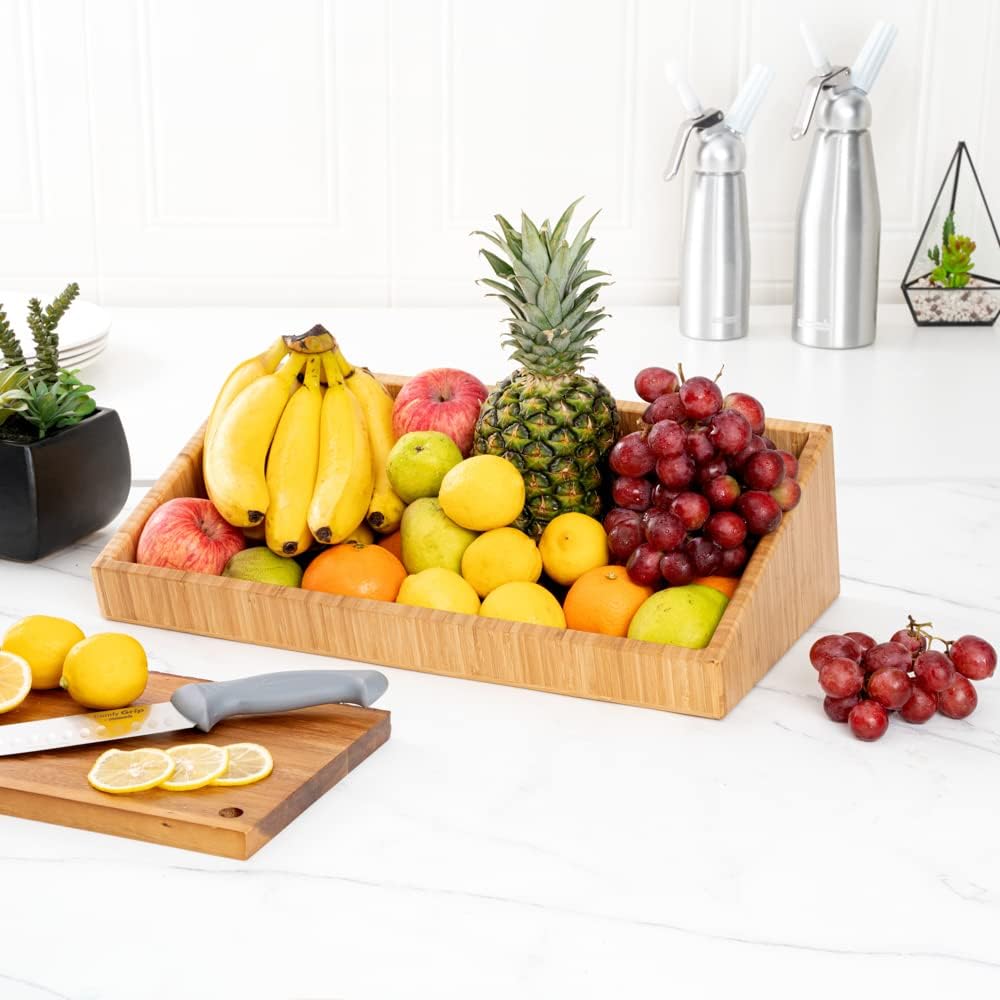 Restaurantware 20 x 12 x 7 Inch Kitchen Counter Box 1 Rectangle Wood Bread Keeper - Sustainable Pantry or Countertop Organizer Natural Bamboo Bread Bin For Kitchen Store Pastries Breads Fruit