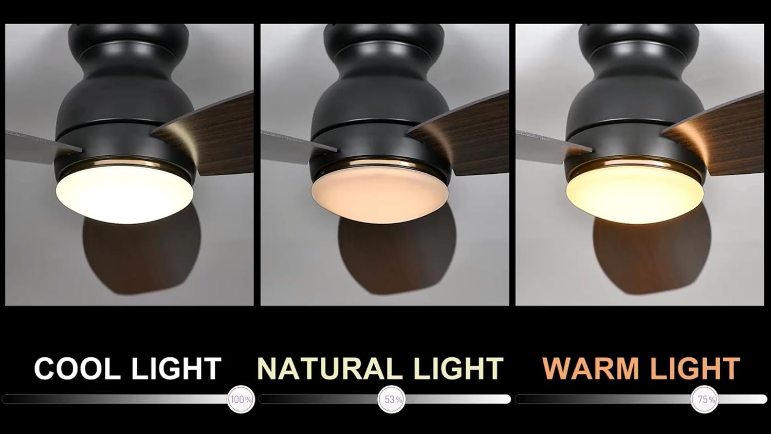 Carro Ceiling Fan with Lights, Indoor & Outdoor Ceiling Fan, 52' Low Profile DC Smart Ceiling Fan Compatible with Alexa, Siri, Google Home & Smart APP, Dark Walnut