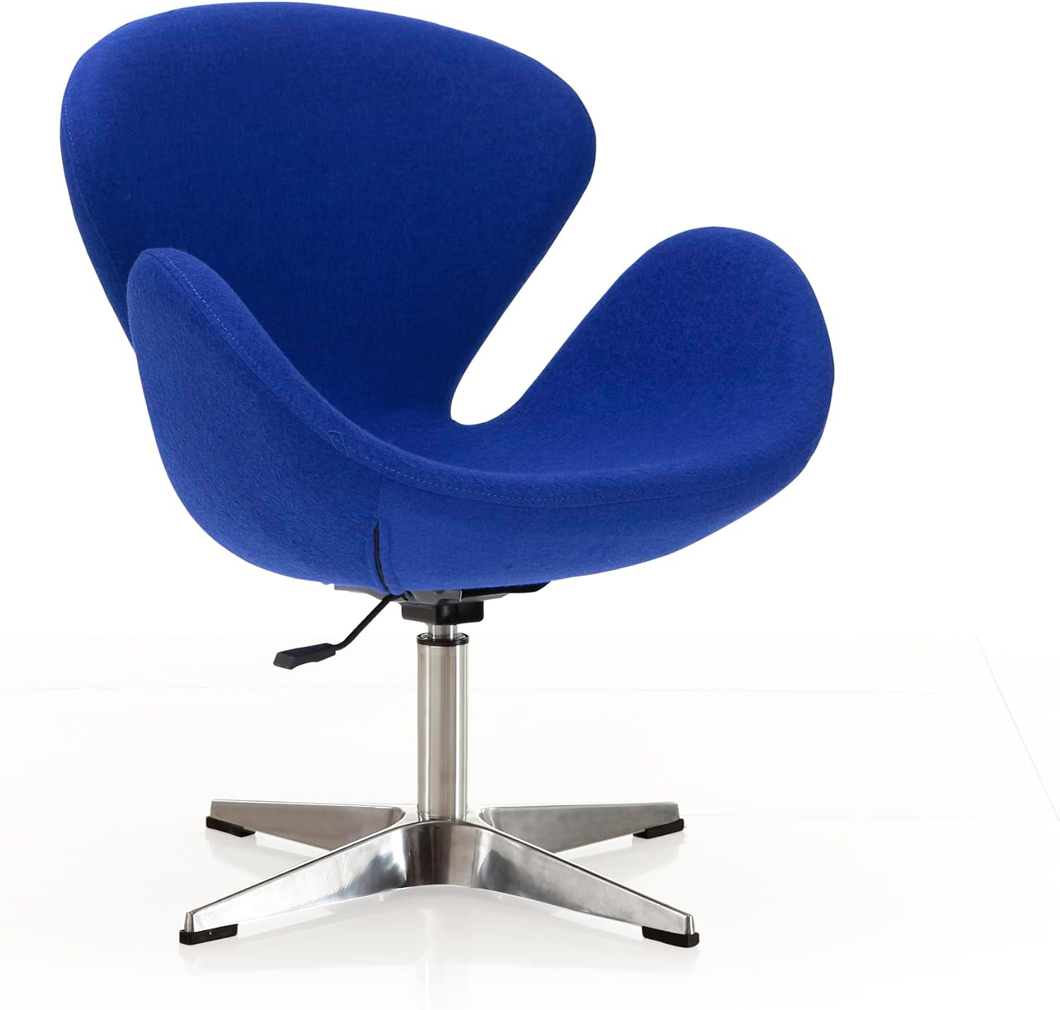 Manhattan Comfort Raspberry Adjustable Swivel Accent Chair with 360° Turn, Polished Chrome Base, Modern Retro Design, Versatile Seat Ideal for Any Room, Set of 1, Blue