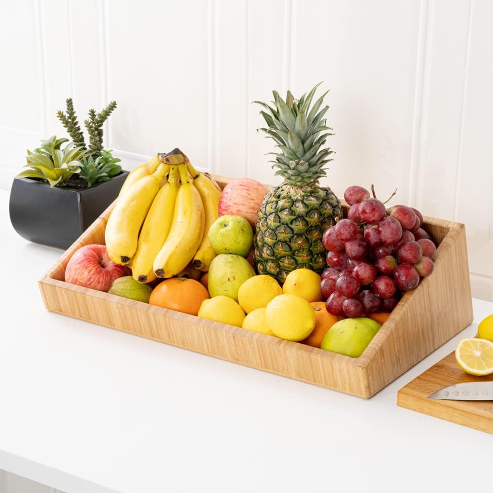 Restaurantware 20 x 12 x 7 Inch Kitchen Counter Box 1 Rectangle Wood Bread Keeper - Sustainable Pantry or Countertop Organizer Natural Bamboo Bread Bin For Kitchen Store Pastries Breads Fruit