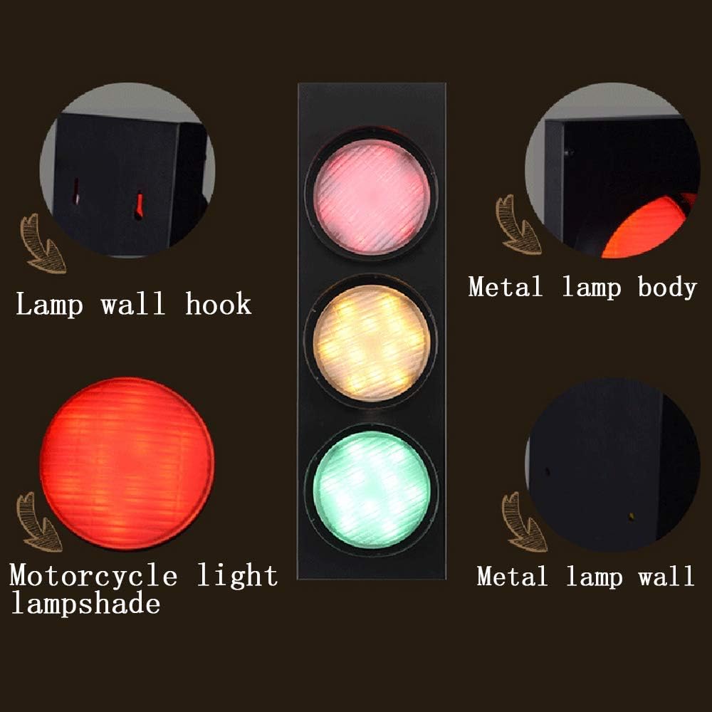Outdoor Lamp Post Lights, LED Traffic Signal Wall Lamp with Switch, Tricolor Red Green Yellow Spotlights for Indoor/Outdoor Use, Warning Sconce for Bars and Street Signs (A)