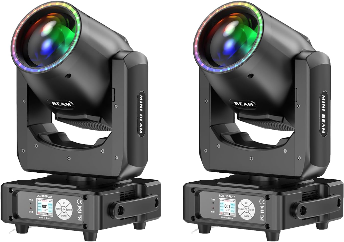 2 Pack Wiwreenm 230W 7R Moving Head DJ Light 14Gobos 14 Colors Prisms/Wash/Beam/Frost/Rainbow Stage Effect Spotlights 48-Facet Prism 2.3° Beam Angle 18CH DMX512 Sound Activated Lights