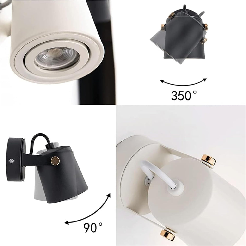 Indoor Single Head Wall Light with 350°+90° Adjustable Spotlight Modern GU10 Bedroom Bedside Wall Lamp Nordic Minimalist Wall Lighting Fixtures for Hallway Living Room(Dark)