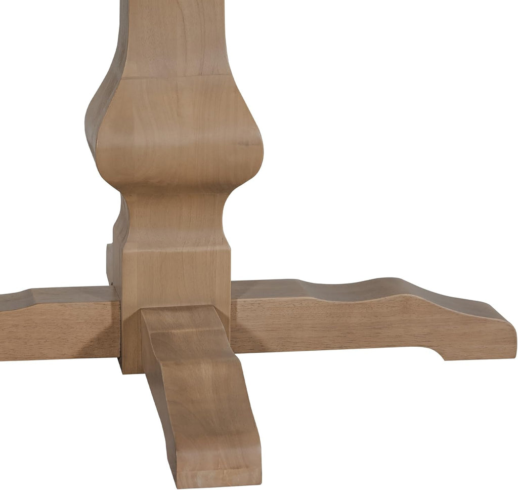 Christopher Knight Home Mundo Round Dining Table for 4, Rustic Wooden Kitchen Table with Pedestal Base, Circle Farmhouse Dinner Furniture for Dining Room, Kitchen, Living Room, Light Natural
