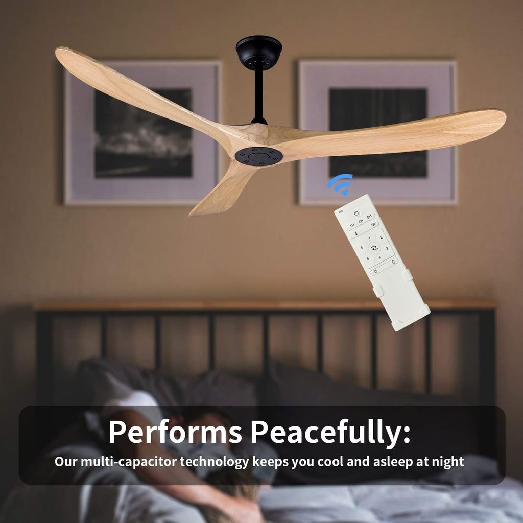 60' Modern Ceiling Fan, Bedroom Fan With Remote Control, 2 Downrods, Reversible DC Motor 27W Quiet Energy Saving