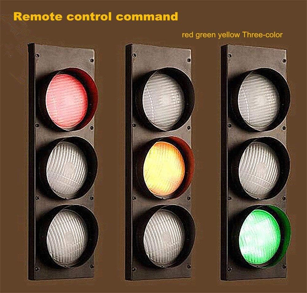 Outdoor Lamp Post Lights, LED Traffic Signal Wall Lamp with Switch, Tricolor Red Green Yellow Spotlights for Indoor/Outdoor Use, Warning Sconce for Bars and Street Signs (A)