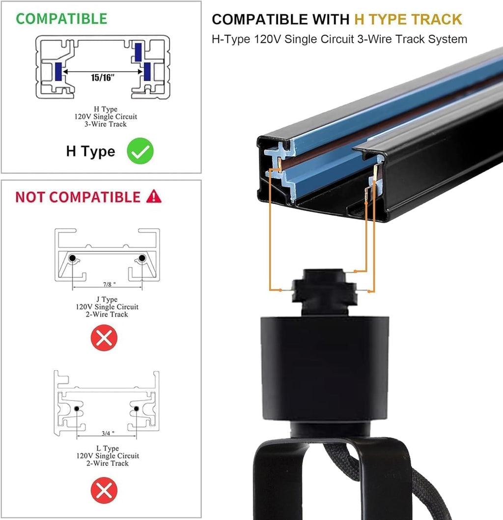 Black Dimmable LED Track Lighting Kit, 3CCT 10W Track Lighting Heads 3000K/4000K/6000K Adjustable with 13FT H-Type Track Light Rails 12PCS Ceiling Spotlight Fixture Replaceable GU10 Bulbs