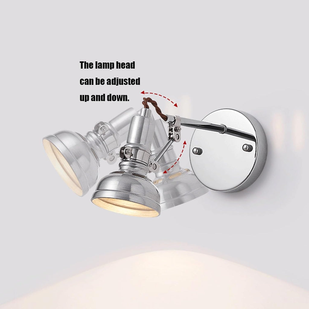 Industrial Wall Sconce Adjustable Arm Spotlight Metal Polished Chrome Wall Light Hardwired Indoor Wall Lamp Reading Task Accent Lighting for Hallway Office Gallery Wall Mounted Light Fixture