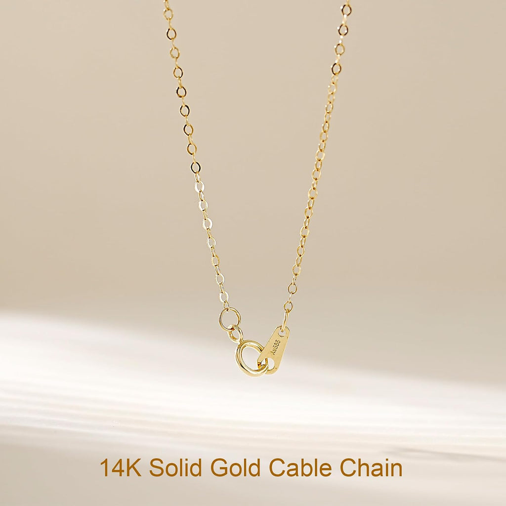 14K Gold Cable Chain Necklace, Dainty Sparkle 1.3mm/1.5mm/1.8mm Cable Link Chain, 16-24 Inches for Women Men, Hypoallergenic, Non-Tarnish, Cadenas de Oro 14K para Mujer