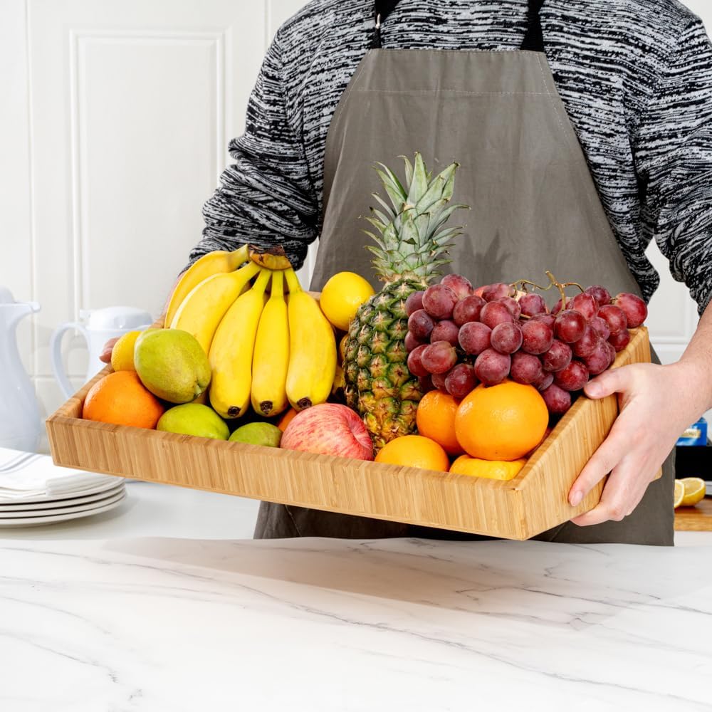 Restaurantware 20 x 12 x 7 Inch Kitchen Counter Box 1 Rectangle Wood Bread Keeper - Sustainable Pantry or Countertop Organizer Natural Bamboo Bread Bin For Kitchen Store Pastries Breads Fruit
