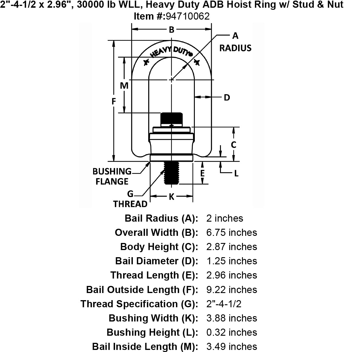 33427 30000 Lbs. Rated Load Heavy Duty Hoist Rings