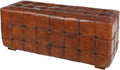 Deco 79 Leather Home Bench Tufted Upholstered Entryway Bench, Bedroom Bench 48' x 18' x 20', Brown