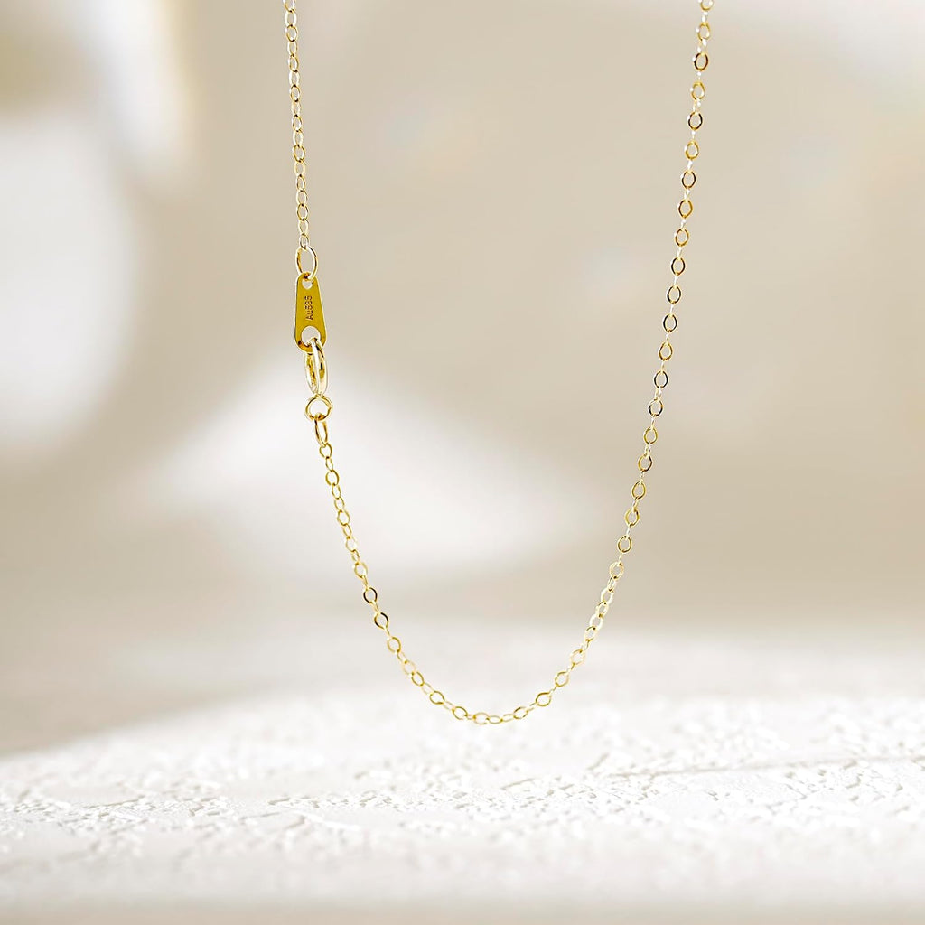 14K Gold Cable Chain Necklace, Dainty Sparkle 1.3mm/1.5mm/1.8mm Cable Link Chain, 16-24 Inches for Women Men, Hypoallergenic, Non-Tarnish, Cadenas de Oro 14K para Mujer