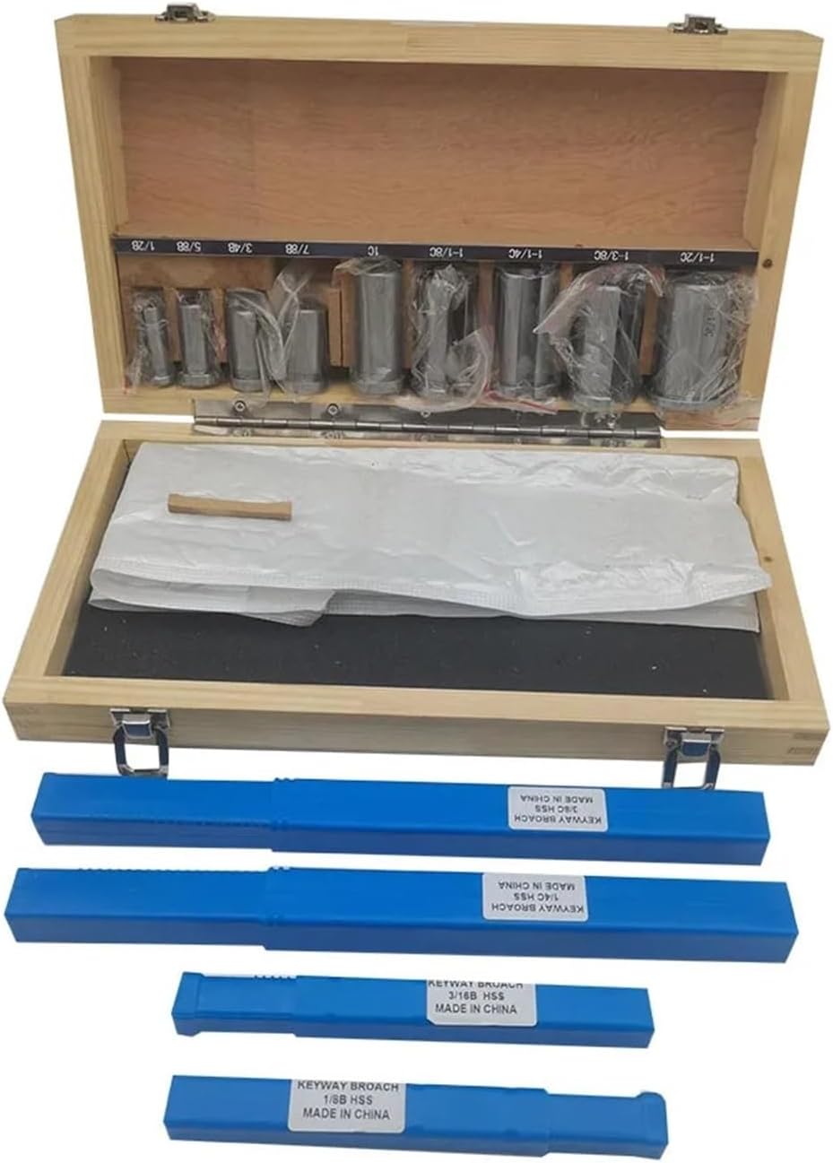 Keyway Broach 18pc HSS Metric Keyway Broach Cutter B C Push Type 4mm 5mm 6mm 8mm + 9pc Bushing Sleeve + 5pc Shim Cutting Tool Metalworking
