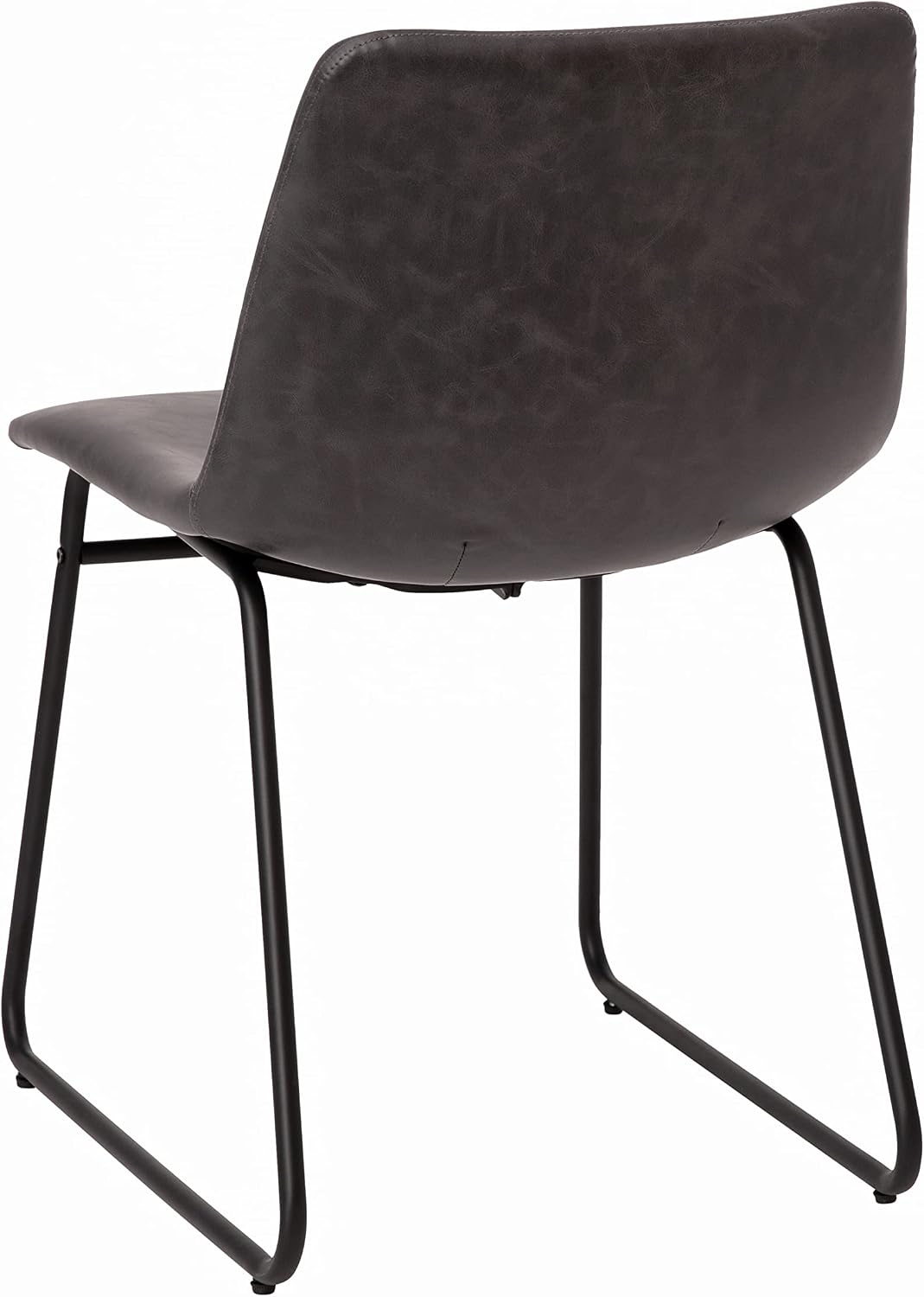 Flash Furniture Butler 18' LeatherSoft Dining Table Height Chairs, Mid-Century Modern Bucket Style Dining Chairs, Set of 2, Dark Gray/Black