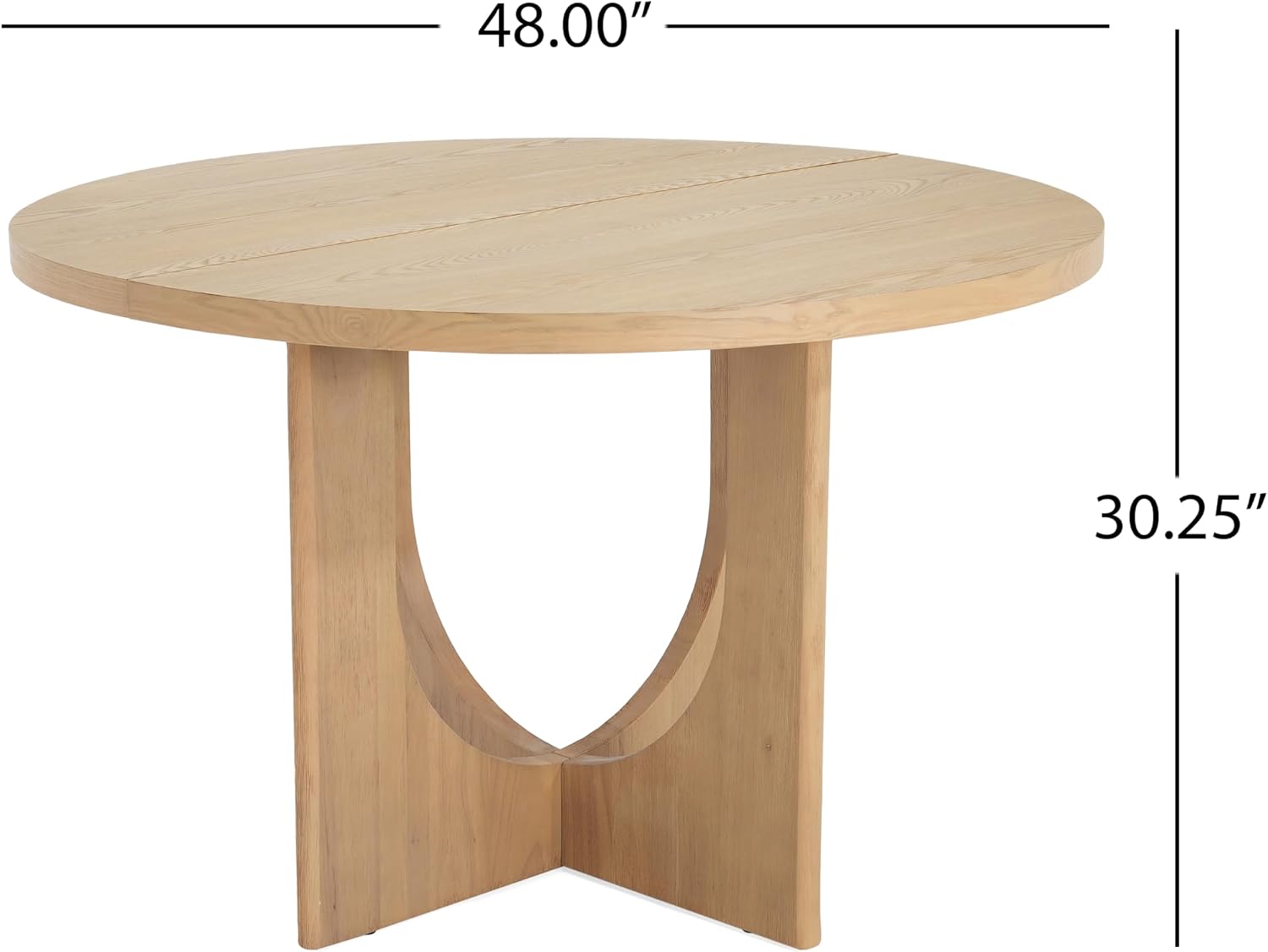Christopher Knight Home Guma 48' Round Dining Table for 4, Compact MDF Kitchen Table with Pedestal Base, Circle Farmhouse Dinner Furniture for Dining Room, Kitchen, Living Room, Natural