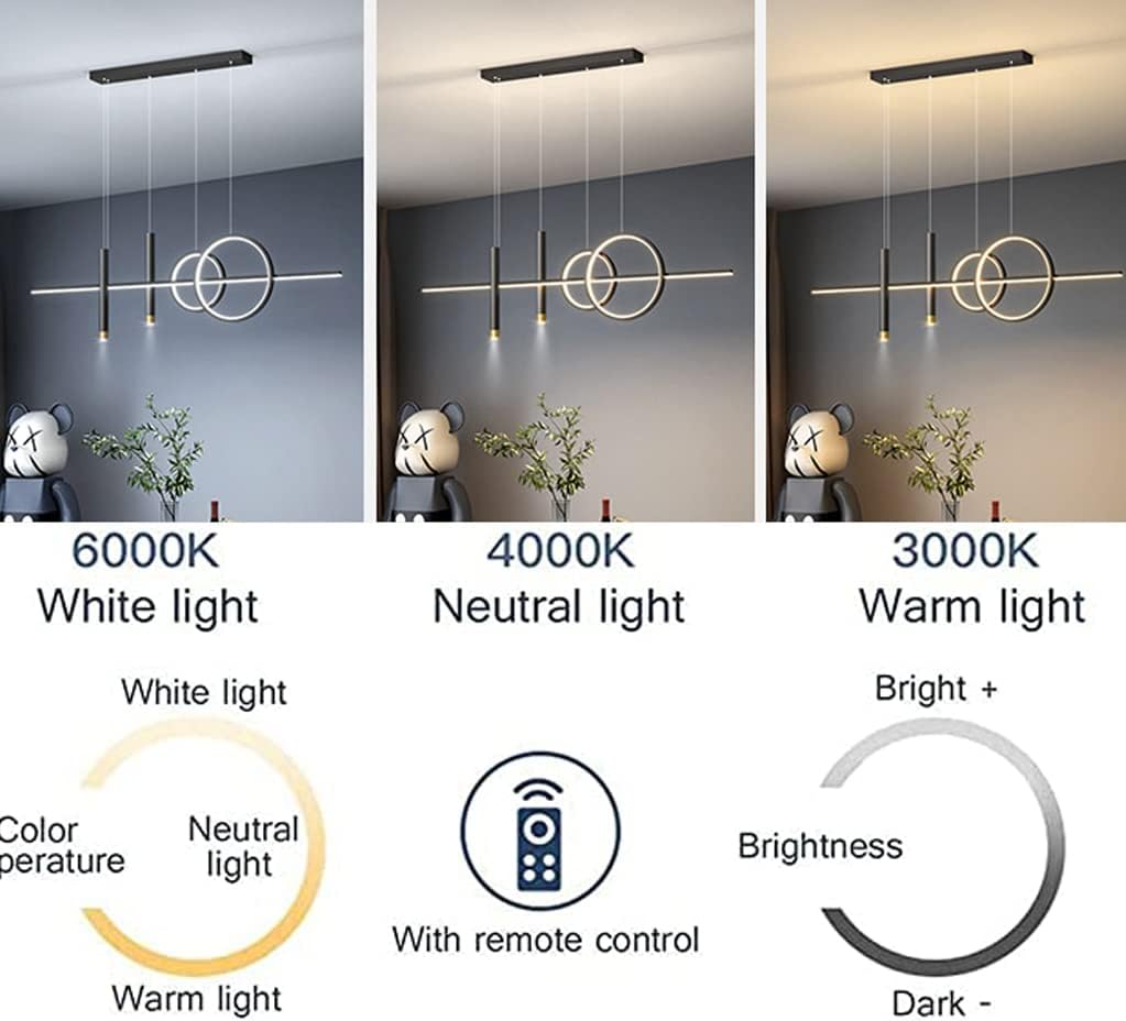 Indoor Chandelier, LED Ceiling Lights Dimmable Dining Room Lighting Fixture Bedroom Hanging Light with Remote Control, Modern Spotlight Design Chandelier for Lounge Kitchen Island(Gold,L100cm)