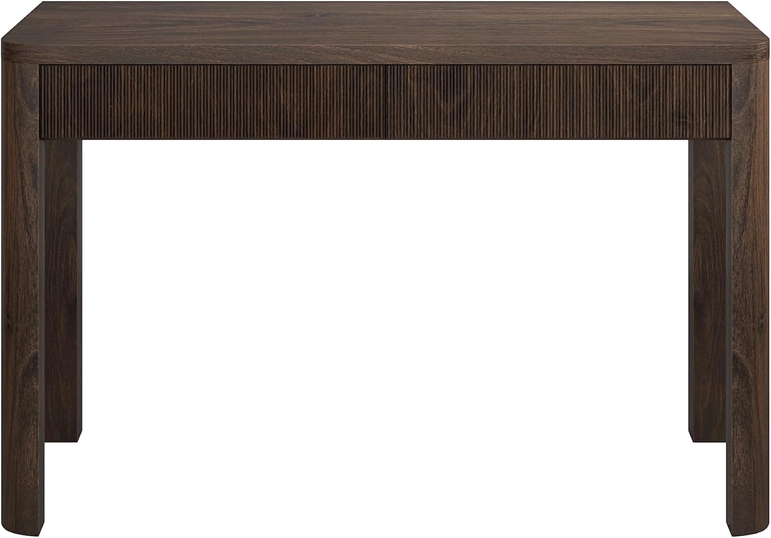 Henn&Hart 48' Fluted Modern Rectangular Home Office Desk Computer Desk Writing Table with 2 Ribbed Storage Drawers for Bedroom, Living Room, or Home Office, Rich Brown
