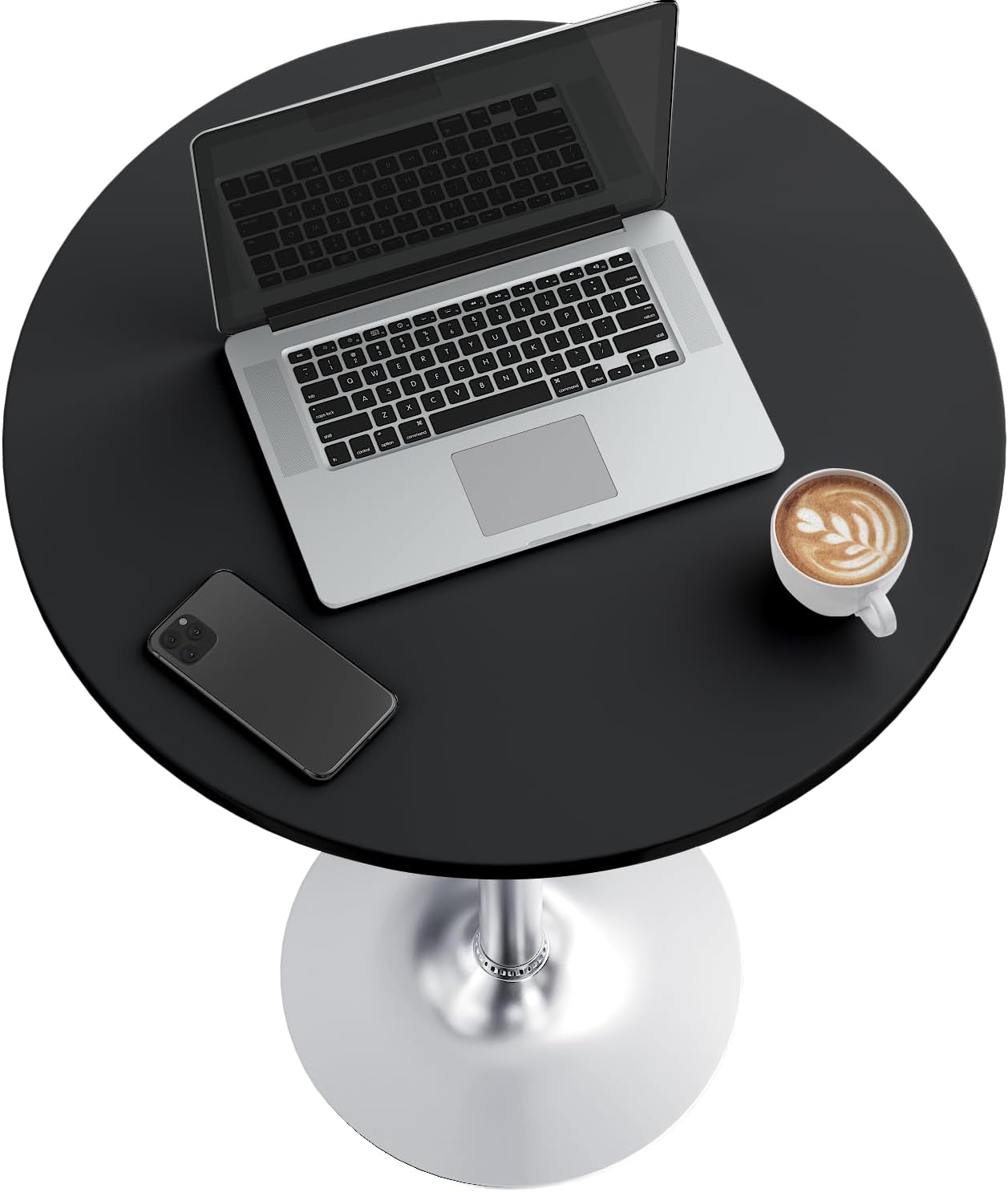 Furmax Bistro Pub Table Round Bar Height Cocktail Table for Home Bar, Round Bar Tables for Party, Dining Room, Living Room and Wedding, Metal Base MDF Top, 40.6 Inch Height (4, Black-2)