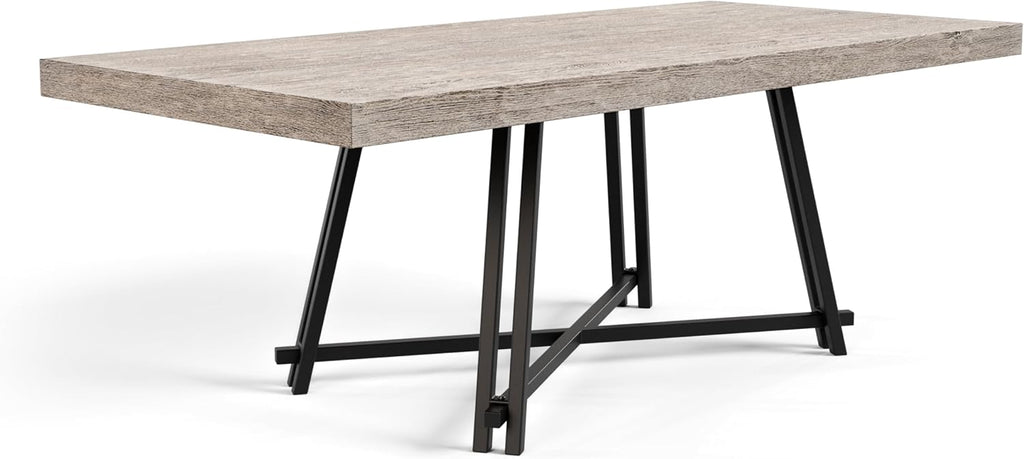 Furniture of America Lestara Modern Solid Wood 84-inch Rectangle Dining Table with Trestle Base, Seats up to 6, Easy Assembly, for Home, Kitchen, Living Room, Black