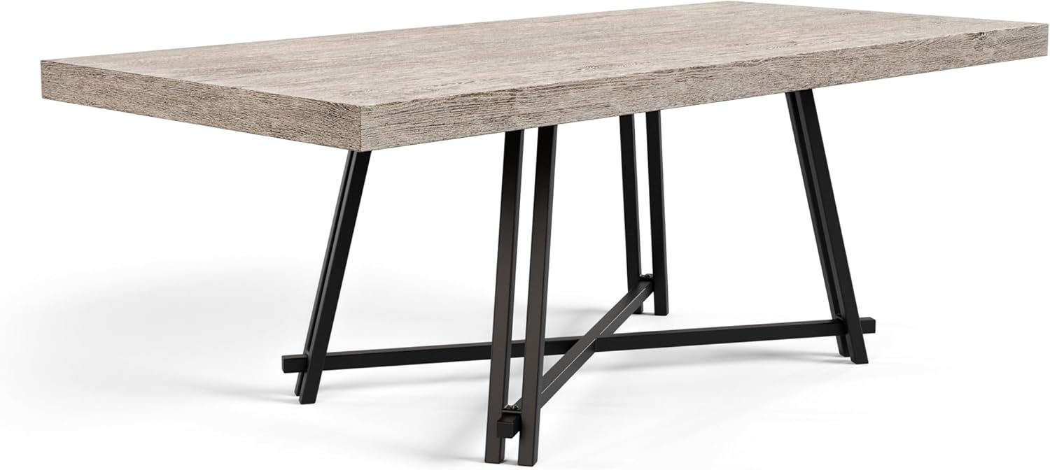 Furniture of America Lestara Modern Solid Wood 84-inch Rectangle Dining Table with Trestle Base, Seats up to 6, Easy Assembly, for Home, Kitchen, Living Room, Black