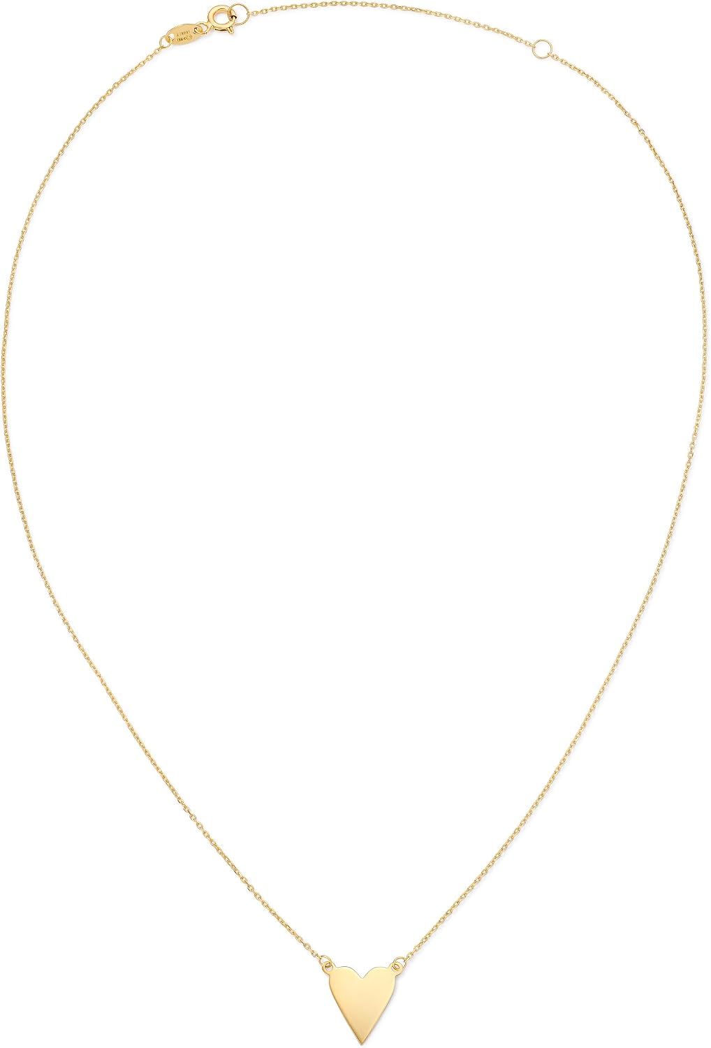 Amanda Rose Collection 10K & 14K Yellow Gold Heart Pendant Necklace for Women, Adjustable 15–17 Inch Cable Chain
