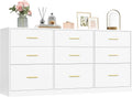 VASAGLE Custos Collection - Dresser for Bedroom, Chest of Drawers for Closet, Modern Style, TV Stand for Living Room, 9 Drawers, 15.8 x 63 x 30.7 Inches, Cloud White ULTS419WB01S