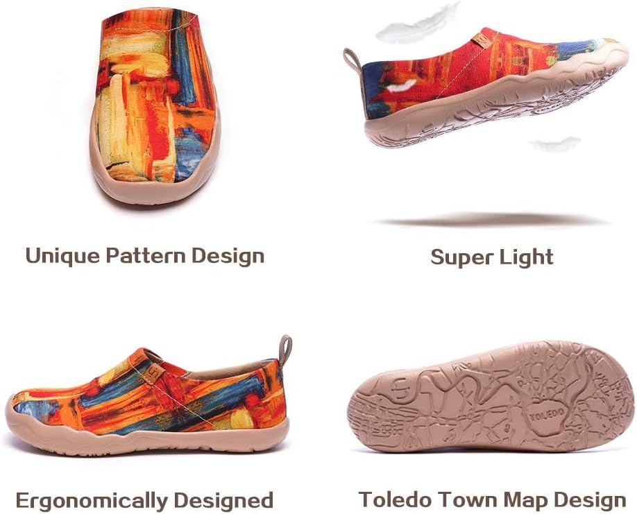 UIN Women's Casual Loafers Travel Painted Walking Slip On Lightweight Comfortable Canvas Fashion Sneakers
