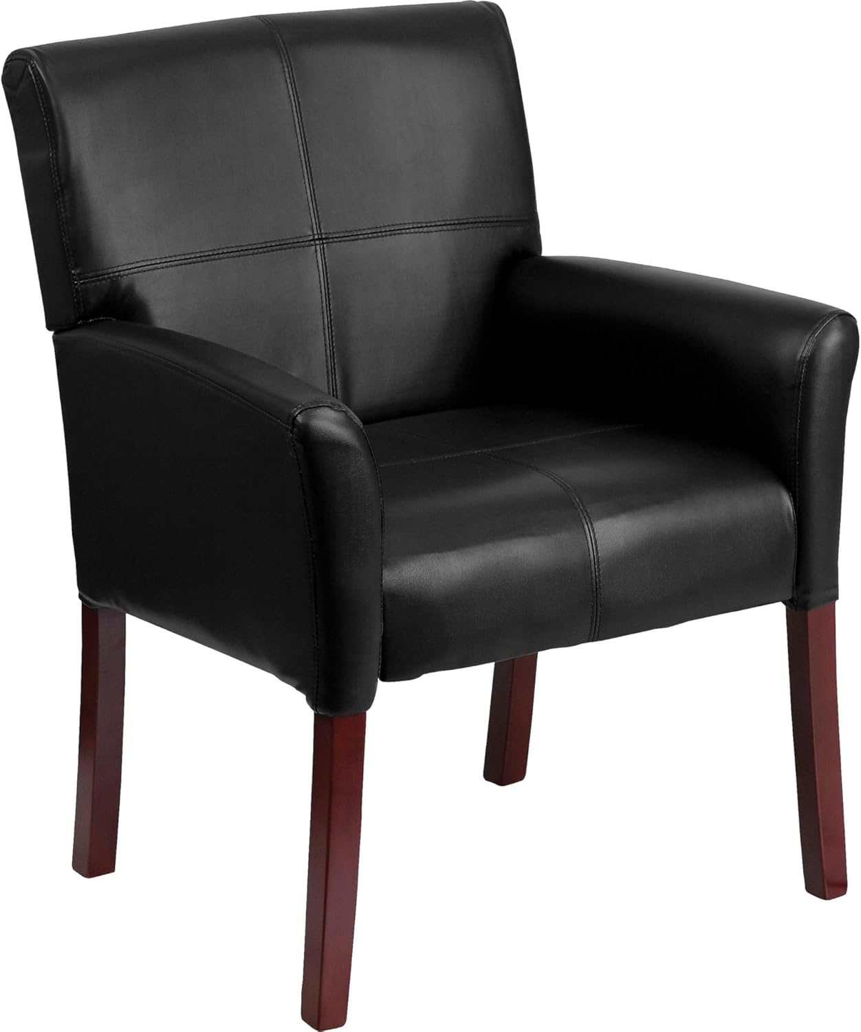 Flash Furniture Taylor LeatherSoft Upholstered Executive Side Reception Chair, Lobby Chair with Cushions and Padded Arms, Black