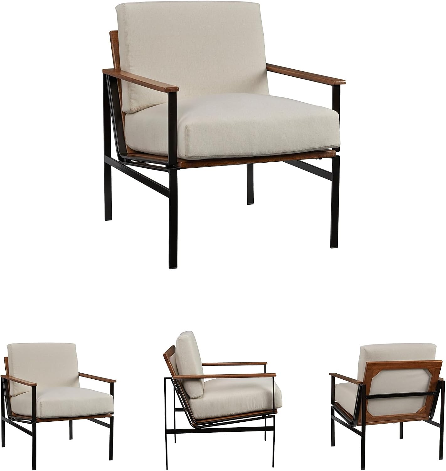 Signature Design by Ashley Tilden Mid-Century Modern Accent Chair, Ivory & Black