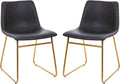 Flash Furniture Butler 18' LeatherSoft Dining Table Height Chairs, Mid-Century Modern Bucket Style Dining Chairs, Set of 2, Dark Gray/Gold