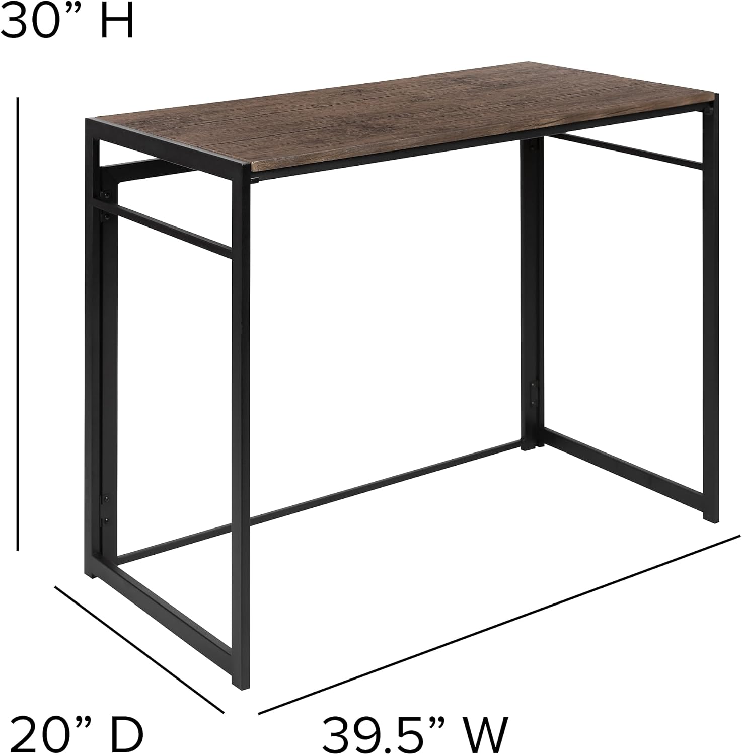 Flash Furniture Walker Rustic Home Office Folding Computer Desk - 40'