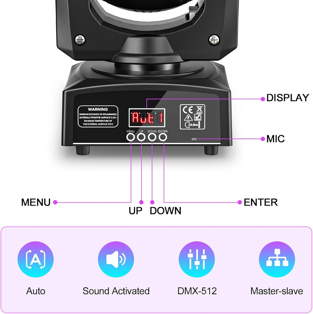 U`King LED Moving Head Light, 25W Moving Head DJ Lights with 7 GOBO 7 Color and Open White Stage Lighting by DMX and Sound Activated Spotlight for Parties Wedding Church Live Show KTV Club (Set of 4)