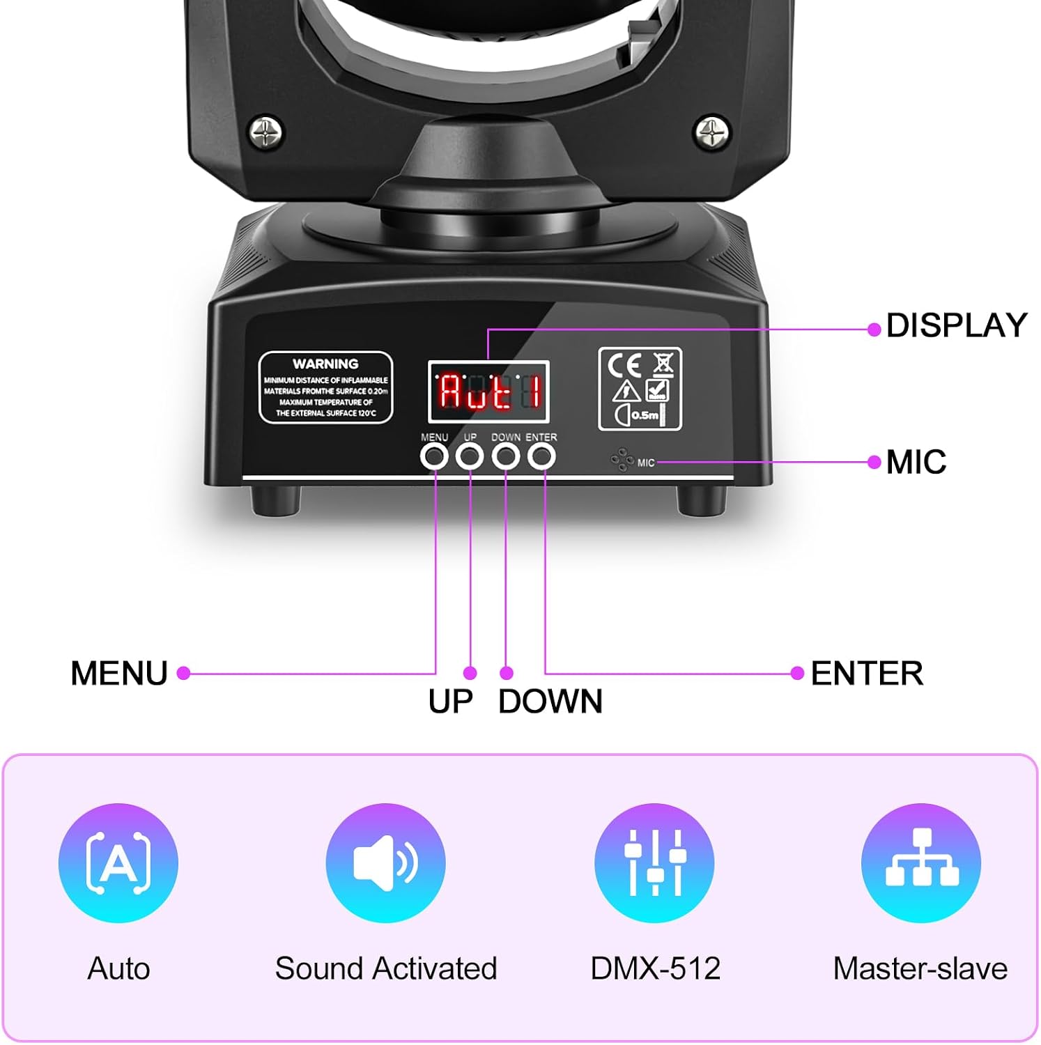 U`King LED Moving Head Light, 25W Moving Head DJ Lights with 7 GOBO 7 Color and Open White Stage Lighting by DMX and Sound Activated Spotlight for Parties Wedding Church Live Show KTV Club (Set of 4)