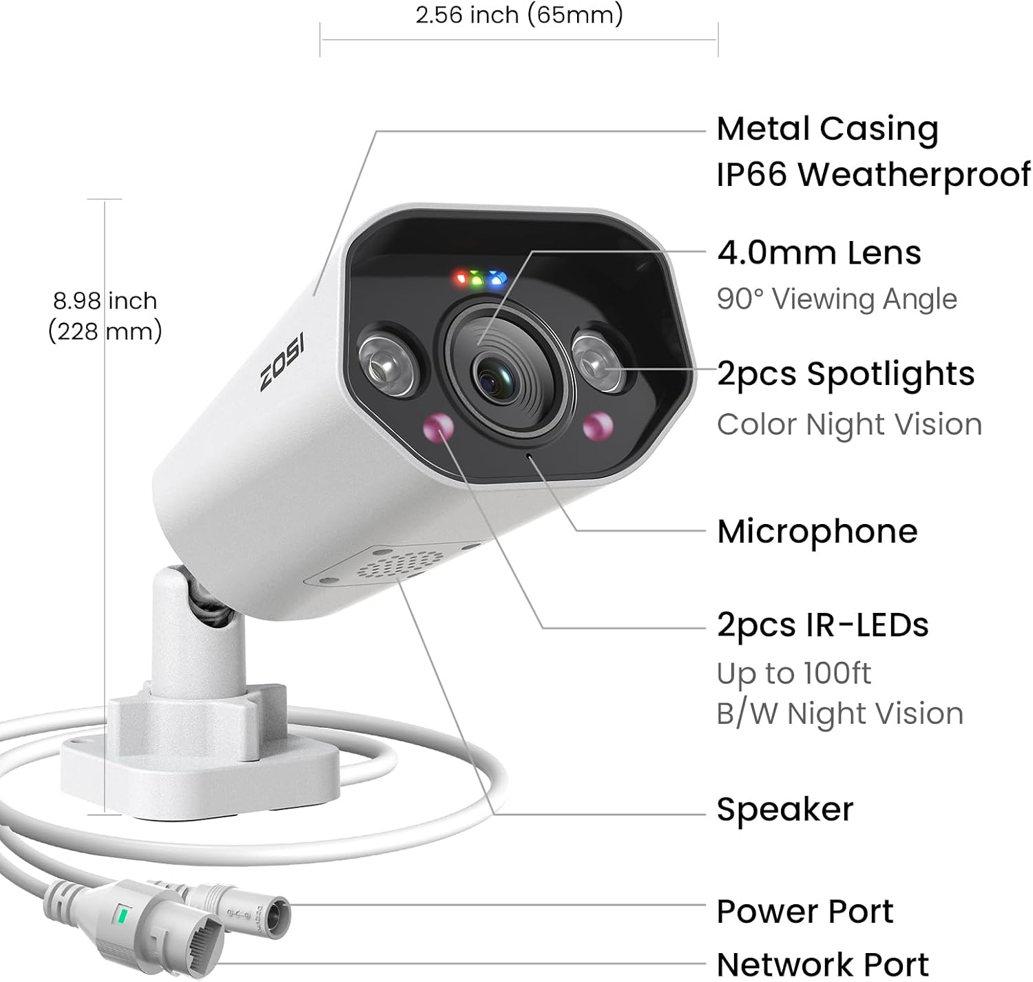 ZOSI 32 Channel 4K PoE Security Camera System, 32x 8MP Spotlight Commercial Cameras Outdoor Indoor, Face Person Vehicle Detection, 2 Way Audio, 32CH 4K Surveillance NVR with 8TB HDD for 24/7 Recording