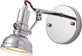 Industrial Wall Sconce Adjustable Arm Spotlight Metal Polished Chrome Wall Light Hardwired Indoor Wall Lamp Reading Task Accent Lighting for Hallway Office Gallery Wall Mounted Light Fixture