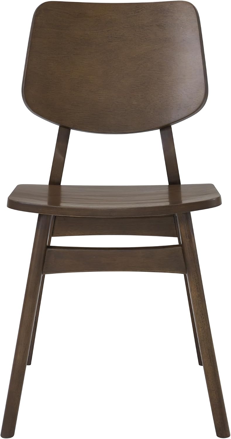 Alaterre Furniture Calais Dining – Mid Century Modern Set of 2 Dining Chairs – Solid Wood Chair Set with Minimalist Design for Dining Room or Kitchen (Warm Walnut Finish)