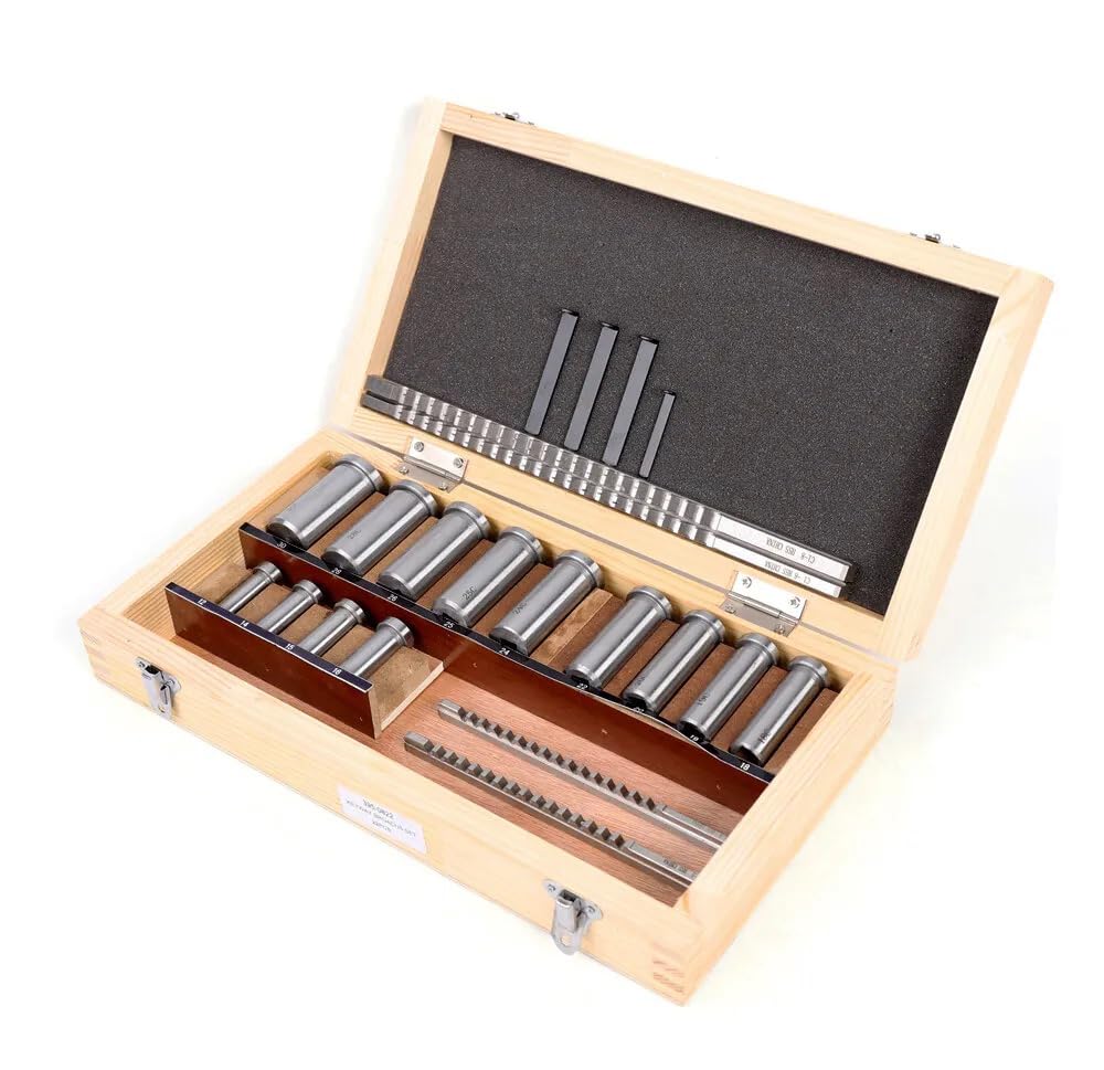 22 Pcs Keyway Broach Kit,Industrial Tools Metric Size Broaching Cutter Collared Bushing Shim Set, HSS Broaching Cutter Industrial Broaching Tools for Lathe Keyway Size B-4mm,B-5mm,C-6mm,C-8mm