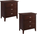 Leick Home 10522 Laurent Nightstand with Drawer, Door with USB-C Fast Charging Station and AC/USB Outlet, 2-Pack, Chocolate Cherry