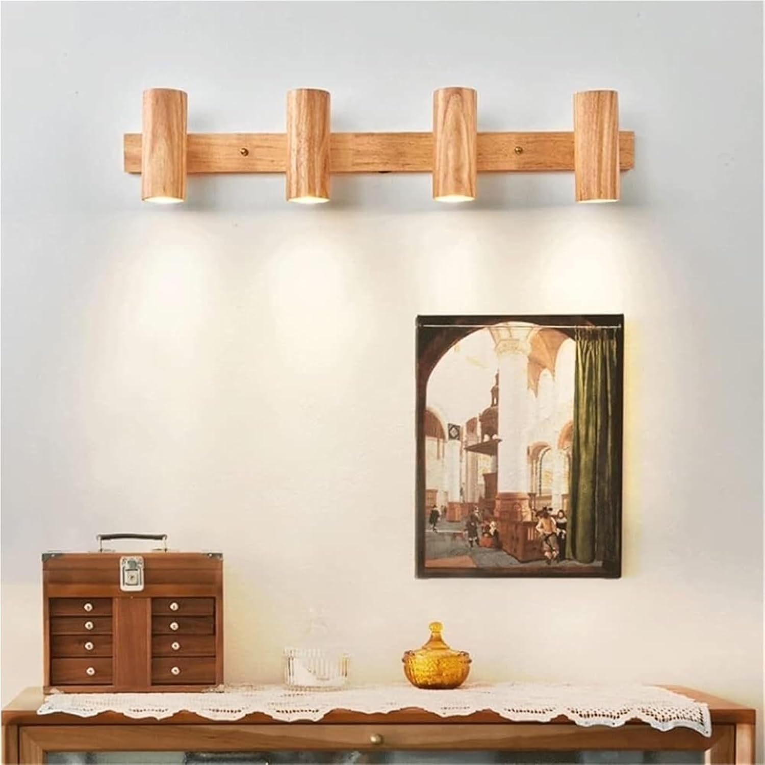 Rotatable Wooden Lamp Ceiling Spotlight, Indoor Wall Lights LED 3000K Warm White, Wall Lamps & Sconces for Bedroom, Farmhouse Lighting and Adjustable Home Spotlight Fixtures