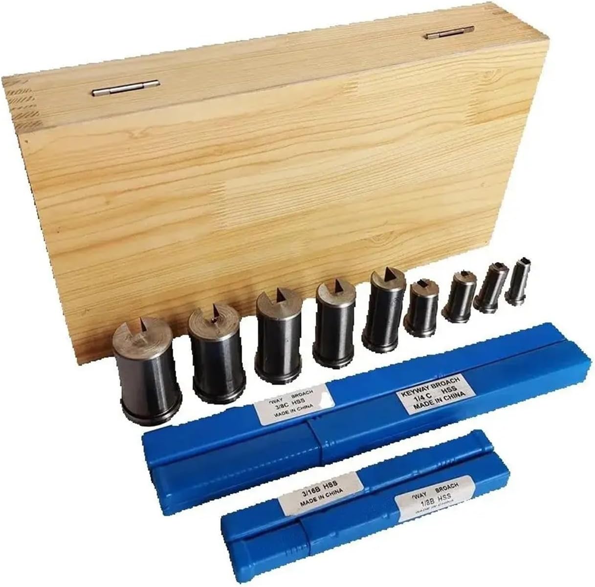 18pcs CNC Keyway Broaches Set Bushing Shim Set 1/2-1-1/2 Broaching Inch Sized High Speed Steel Cutting Tool High Performance