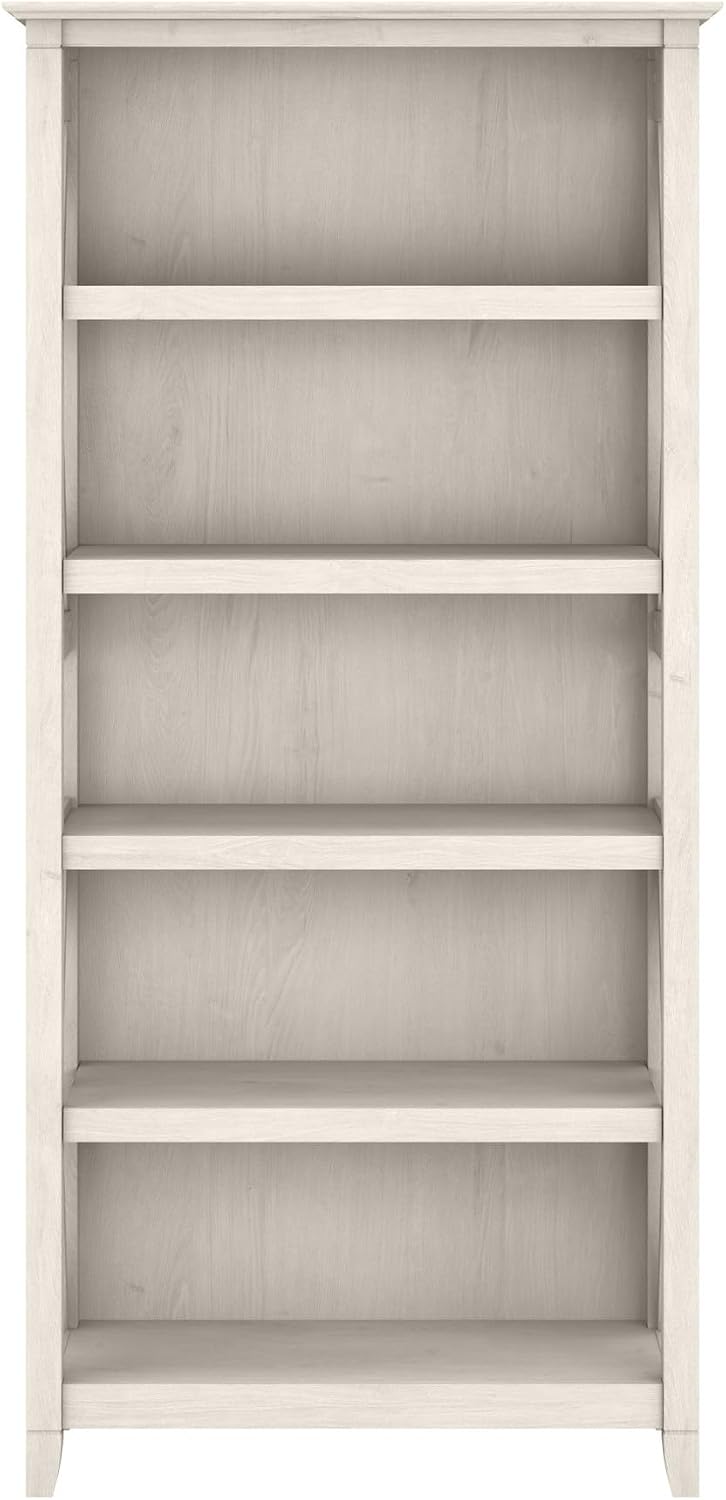 Bush Home Tall 5 Shelf Bookcase for Living Room or Home Office, Large Bookshelf, Modern Farmhouse Style, Key West Collection, Linen White Oak