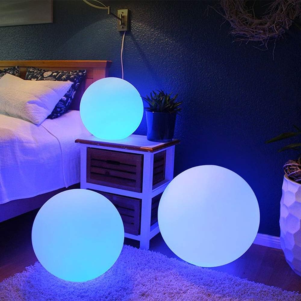 Modern Home Color-Changing LED Glow Ball - 16-Color Remote-Controlled Light Sphere w/Power Cord – Indoor/Outdoor Ambient Mood Lighting, Waterproof, Plug-in (20')