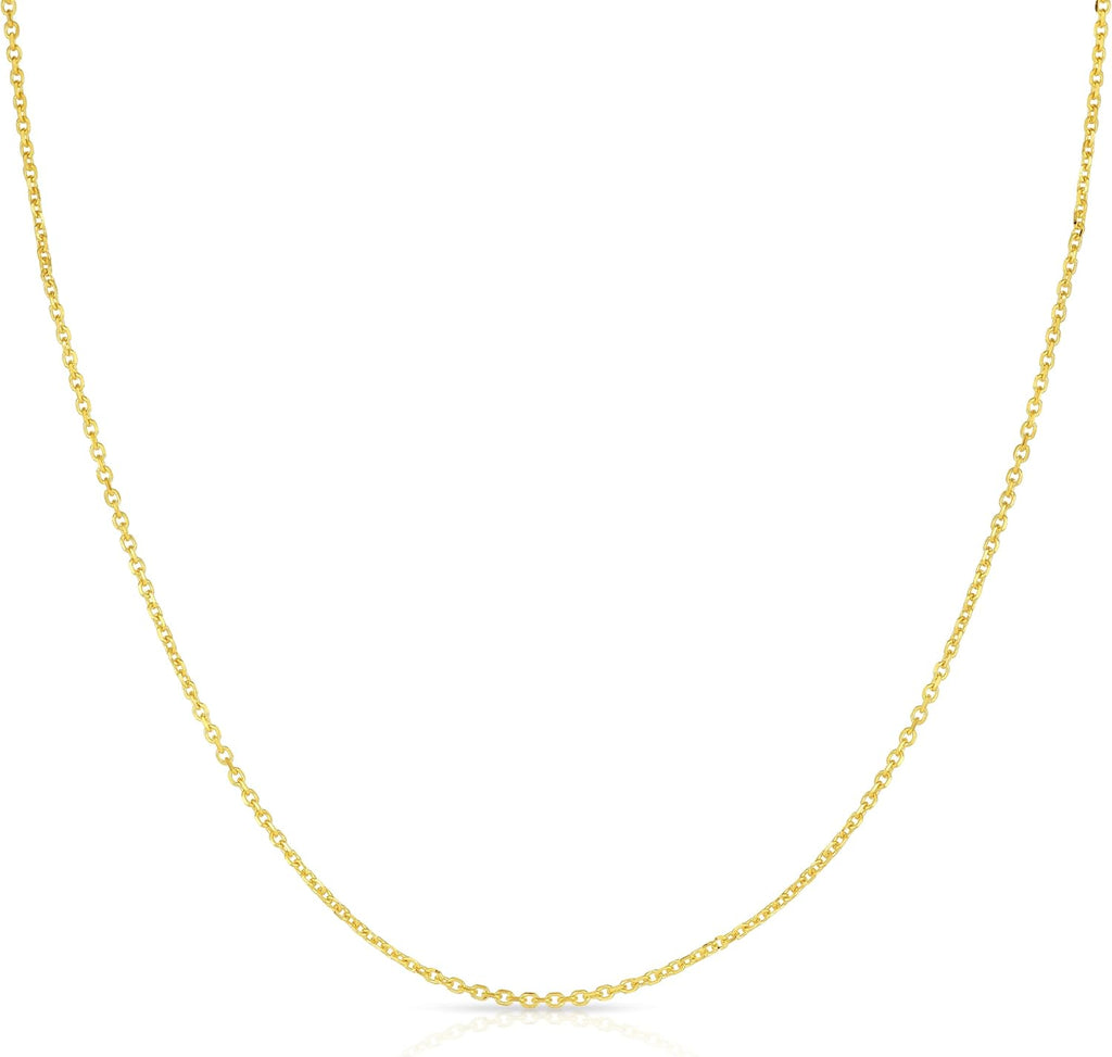 Floreo 14k Yellow Gold Double Extendable Solid Diamond Cut Cable Chain Adjustable Necklace, 16' - 17' - 18 Inch