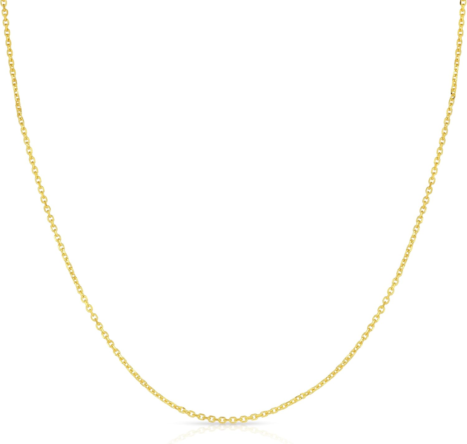 Floreo 14k Yellow Gold, White Gold, or Rose Gold 1.1mm Single Extendable Solid Diamond Cut Cable Chain Adjustable Necklace, 16' - 18 Inch