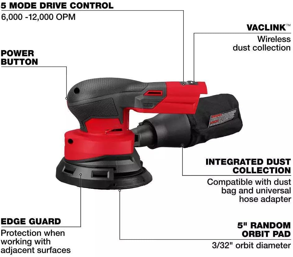 Electric Sander Fits Miwaukee 2837-20 18V 5' Orbital Sander, Small Sander, Sander Tool -Tool Only