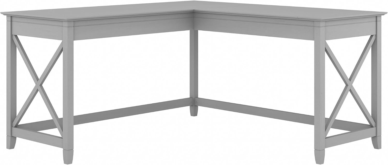 Bush Home Key West 60W Modern Farmhouse L Shaped Desk in Cape Cod Gray, 60-Inch Corner Computer Table for Home Office Workspace